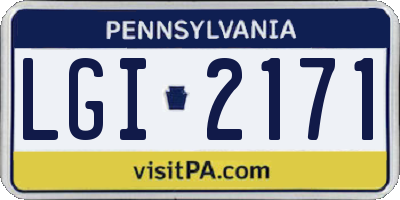 PA license plate LGI2171