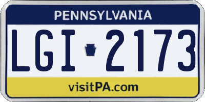 PA license plate LGI2173