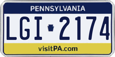 PA license plate LGI2174