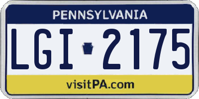 PA license plate LGI2175