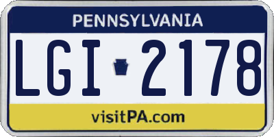 PA license plate LGI2178