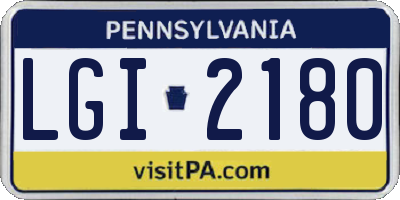 PA license plate LGI2180