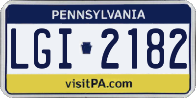 PA license plate LGI2182
