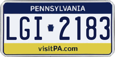 PA license plate LGI2183