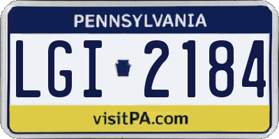 PA license plate LGI2184