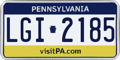 PA license plate LGI2185