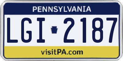 PA license plate LGI2187
