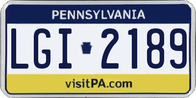 PA license plate LGI2189