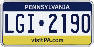 PA license plate LGI2190