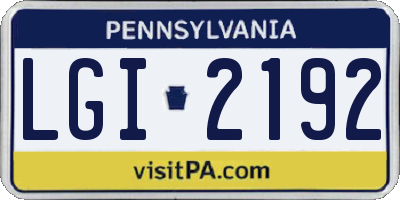 PA license plate LGI2192