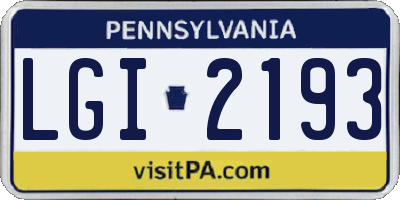 PA license plate LGI2193