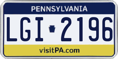 PA license plate LGI2196
