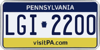 PA license plate LGI2200