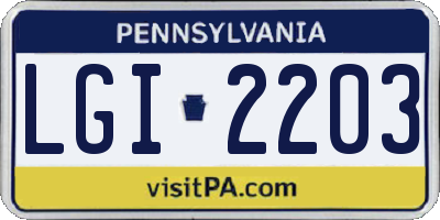 PA license plate LGI2203