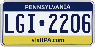 PA license plate LGI2206