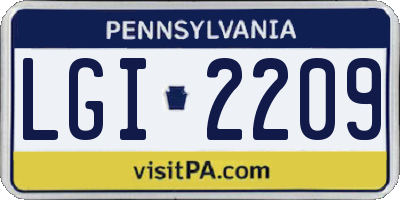 PA license plate LGI2209