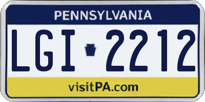 PA license plate LGI2212