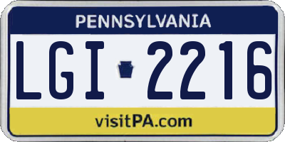 PA license plate LGI2216
