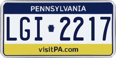 PA license plate LGI2217