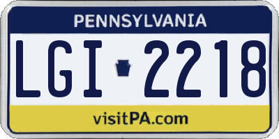 PA license plate LGI2218