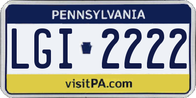 PA license plate LGI2222