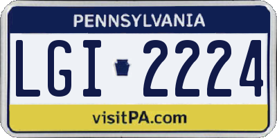 PA license plate LGI2224