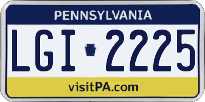 PA license plate LGI2225