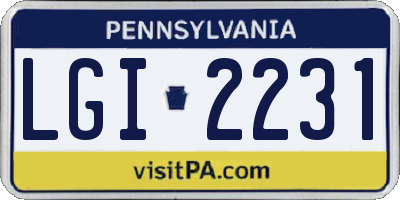 PA license plate LGI2231
