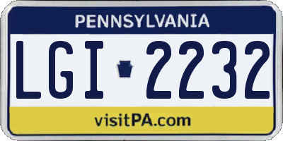 PA license plate LGI2232