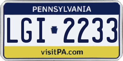 PA license plate LGI2233
