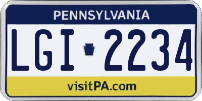 PA license plate LGI2234