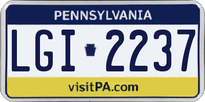 PA license plate LGI2237