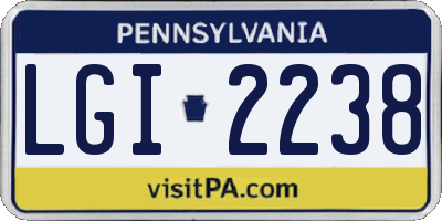PA license plate LGI2238