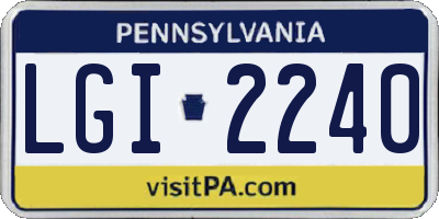 PA license plate LGI2240