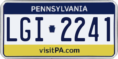 PA license plate LGI2241