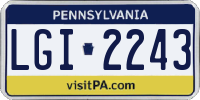 PA license plate LGI2243