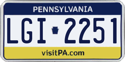 PA license plate LGI2251