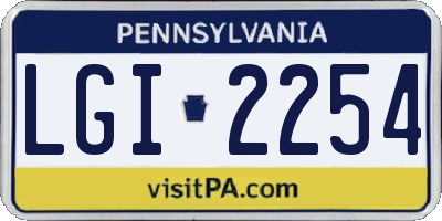 PA license plate LGI2254