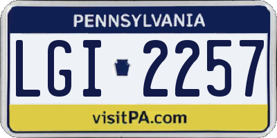 PA license plate LGI2257
