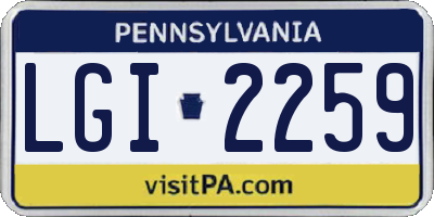 PA license plate LGI2259
