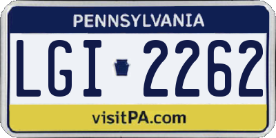 PA license plate LGI2262