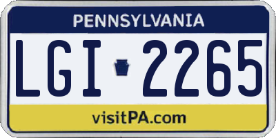 PA license plate LGI2265
