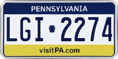 PA license plate LGI2274