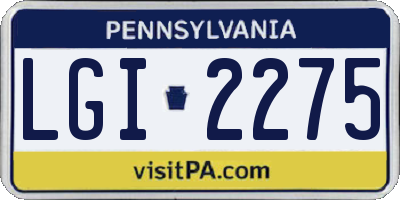 PA license plate LGI2275