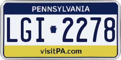 PA license plate LGI2278