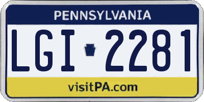 PA license plate LGI2281