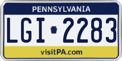 PA license plate LGI2283