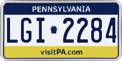 PA license plate LGI2284