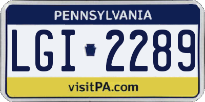 PA license plate LGI2289