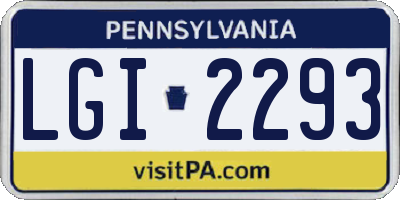 PA license plate LGI2293